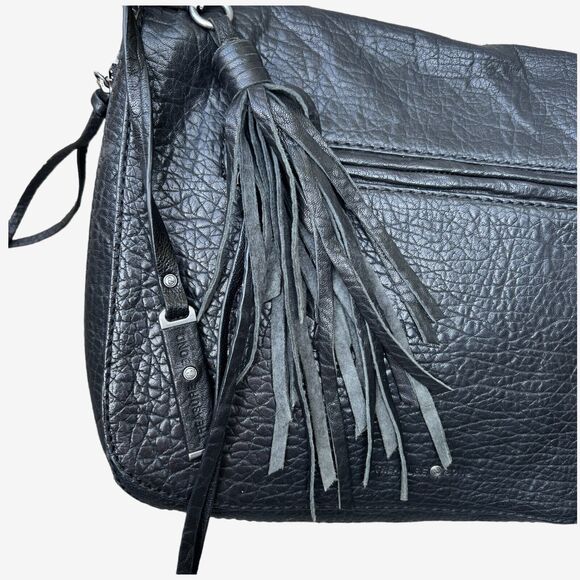 TREASURE & BOND black pebble leather crossbody bag, expandable 12 x 10 ins - Picture 5 of 16